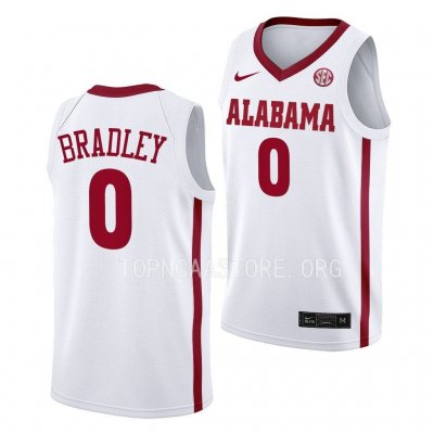 Men's Alabama Crimson Tide #0 Jaden Bradley White NCAA College Basketball Jersey 2403UIAB6